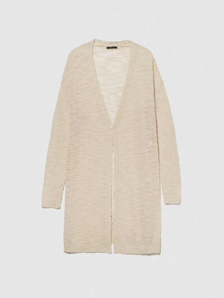 Long cardigan - women's cardigans - Beige | Sisley image number 6